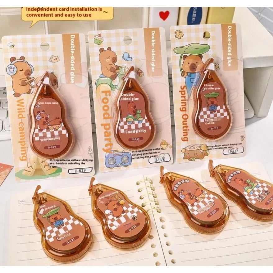 Capybara-Themed Glue Dot Tape Roll-on Double-Sided Adhesive for DIY Craft, Office, Schools