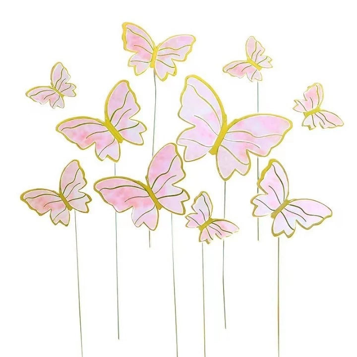 10Pcs/set 3D Butterfly Cake Topper Cards – Elegant Dessert Decorations for Parties & Home