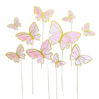 10Pcs/set 3D Butterfly Cake Topper Cards – Elegant Dessert Decorations for Parties & Home