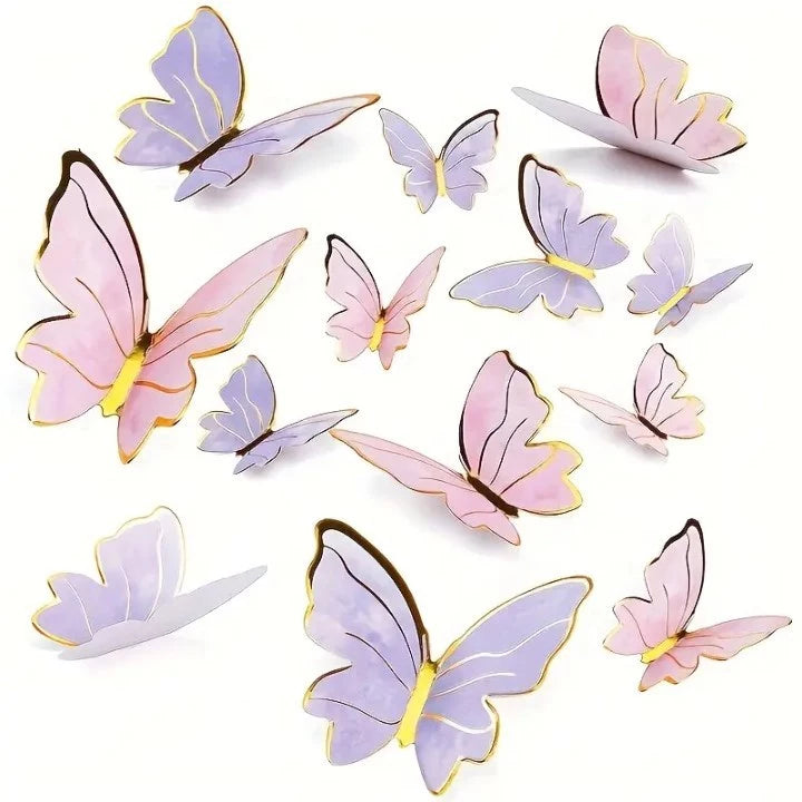 10Pcs/set 3D Butterfly Cake Topper Cards – Elegant Dessert Decorations for Parties & Home