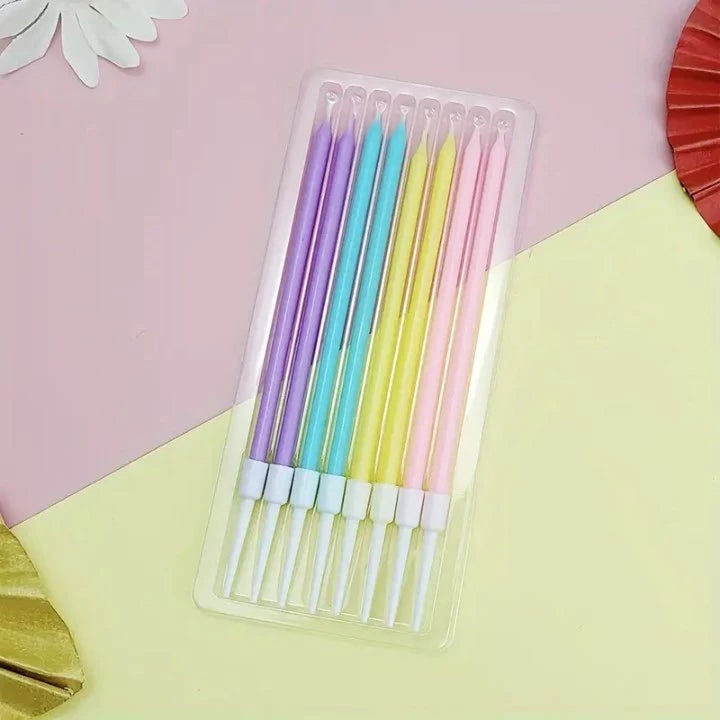 8pcs Rainbow Pencil Candles for Birthday Cakes - Colorful Long Thin Candles, Perfect for Parties