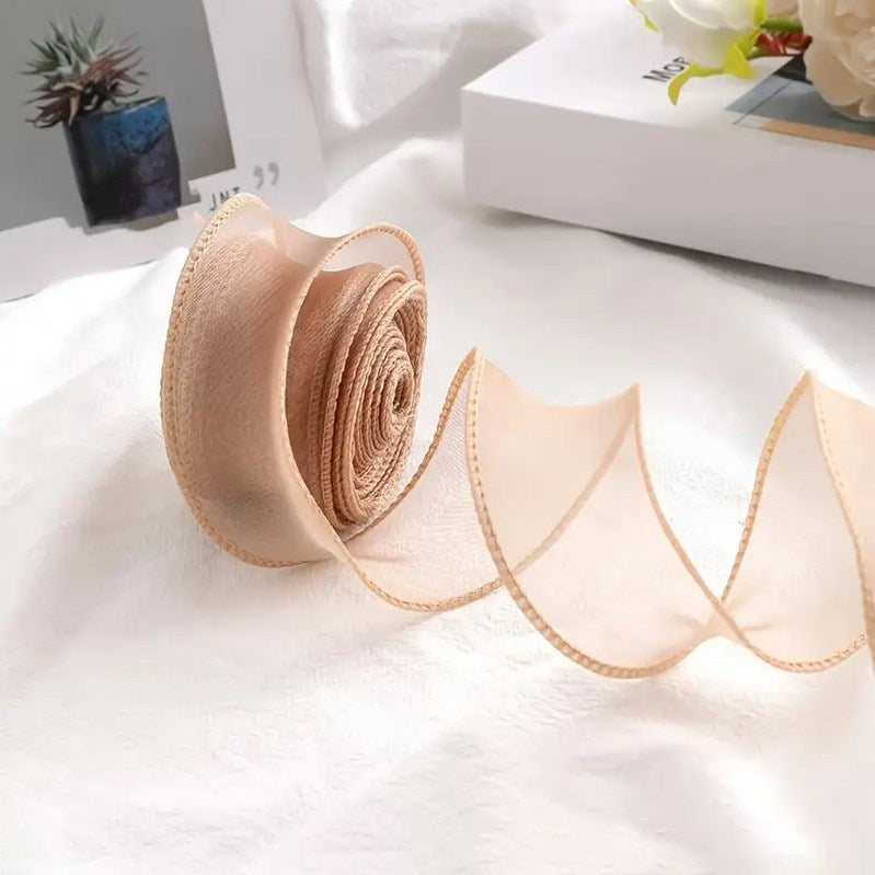 9m Wave Silk Korean Style Gold Edge Organza Ribbon Gift Wrapping Decoration Lace Ribbon