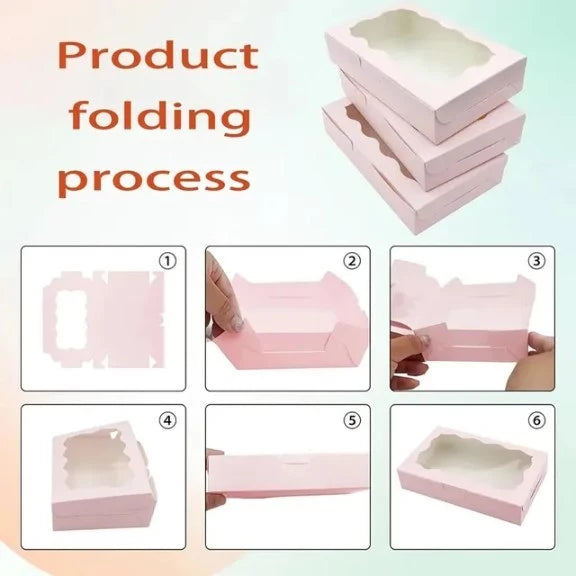 10pcs | Window Pastry Box - Kraft Paper Cake Boxes & Cups with Window muffin tart box