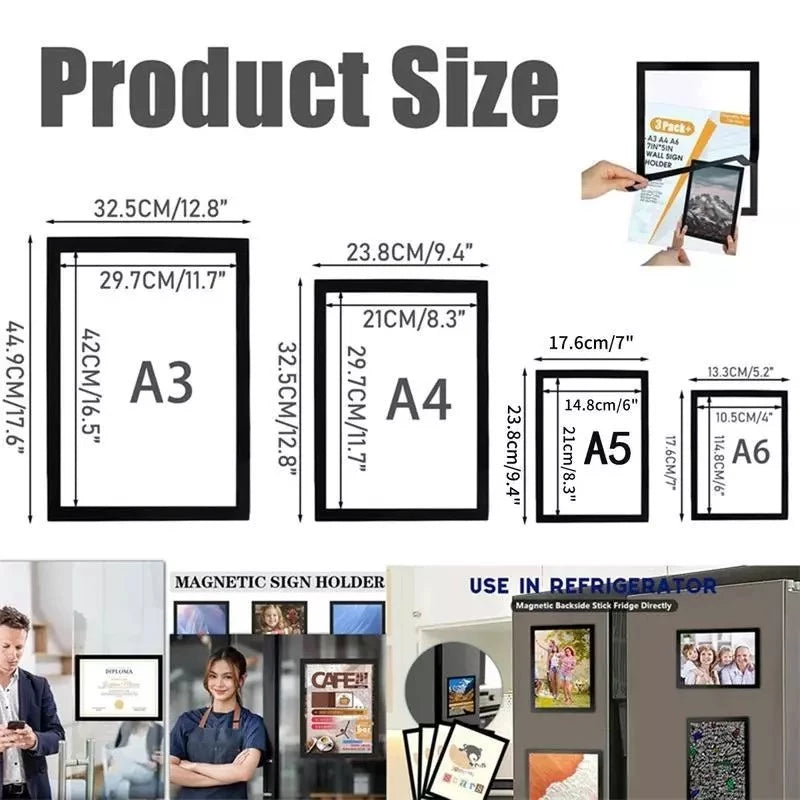 5pcs | Magnetic Photo Frames - DIY Wall Decor Photo Certificate Office Sticker Wall Frame
