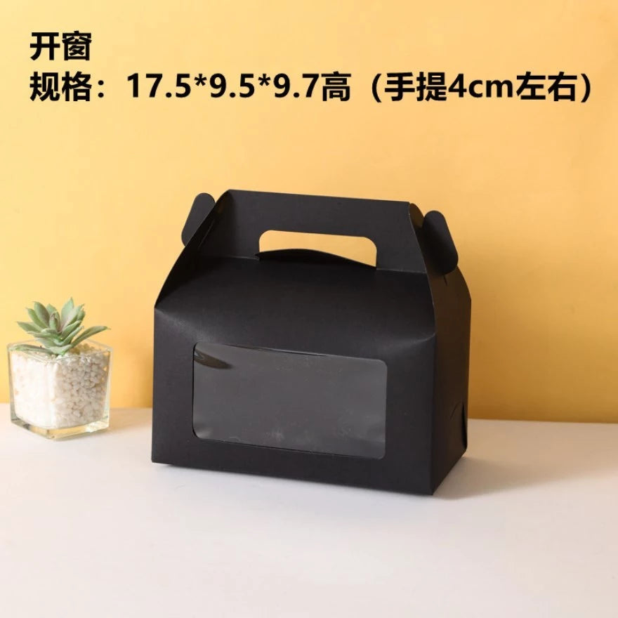 Pastry Kraft Paper Case Cake Picnic Box With Window, Cookie, Food Packaging Box