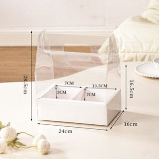 5PCS Transparent Acetate Flower Cake Box With Divider Handle Gift Packaging Set Mini Cake