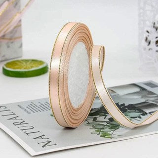 1cm Double Gold Edge Ribbon 1 Roll Gift Wedding Christmas Festival Holiday Package Ribbons