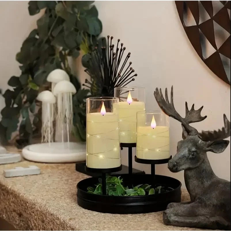 Copper Wire Flameless Candles With Embedded Star Strings, LED candles, Romantic Atmltwosphere Decor.