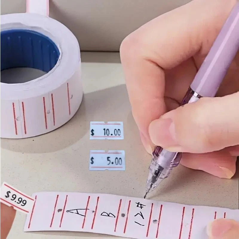 1Tube/10ROLL | 4000pcs Sticky White Price Tag Labels - for Office, Retail Stores Highquali