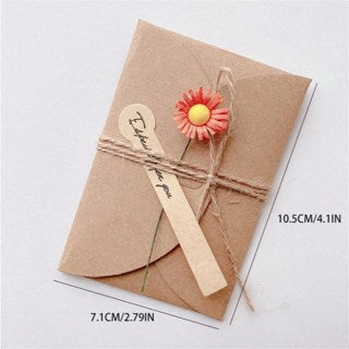 1PC Kraft Paper Dried Flower Creative DIY Blessing Greeting Card Hand Gift Business Card