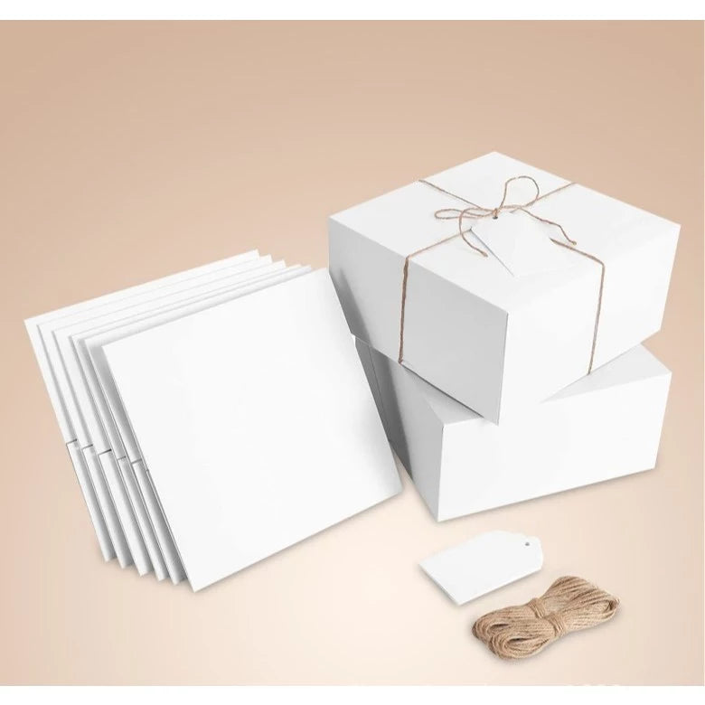 Square Kraft Paper Gift Box with Hemp Rope & Tag – Minimalist & Stylish Packaging