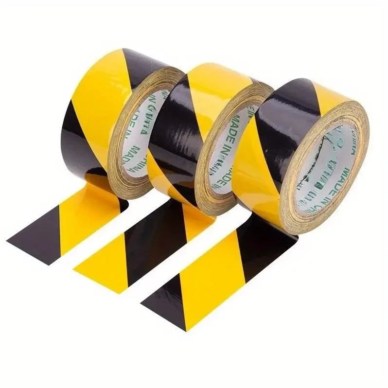 18M Warning Tape – Black & Yellow Striped PVC Safety, Durable Adhesive Tape 18meters