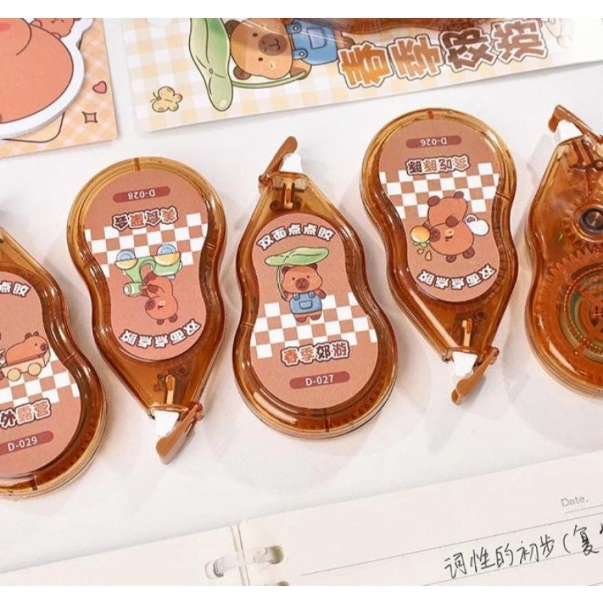 Capybara-Themed Glue Dot Tape Roll-on Double-Sided Adhesive for DIY Craft, Office, Schools