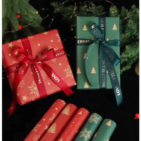 10 Sheets/roll CHRISTMAS Kraft Gift Wrapper Christmas Gift Present Paper Gift paper