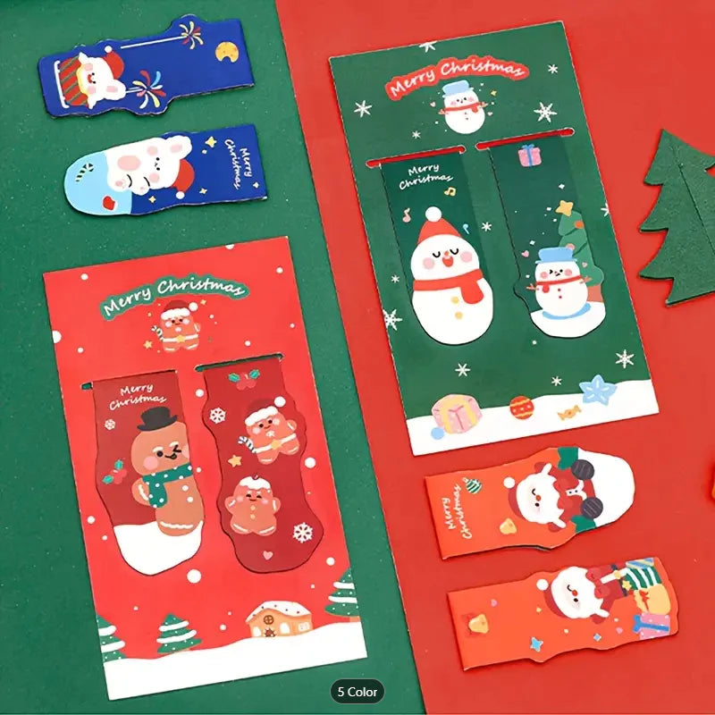 2pcs Christmas Magnetic Bookmark Student Christmas Magnetic Suction Book Page Clip