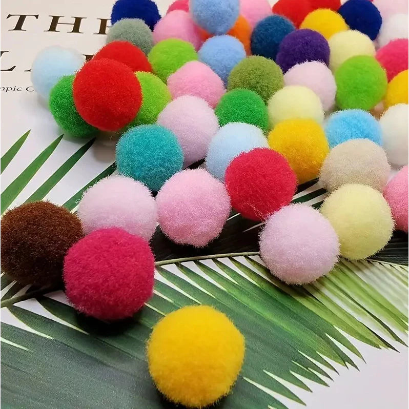 (100pcs/1pack) Mixed Gradient Color Pompom Fluffy Ball 1cm Coloful Polyester Plush Ball