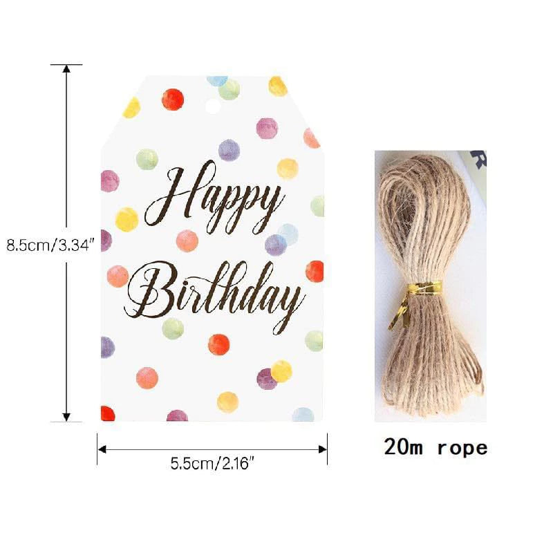 100pcs Happy Birthday Tag with Rope gift Packaging tag Decoration Souv ...