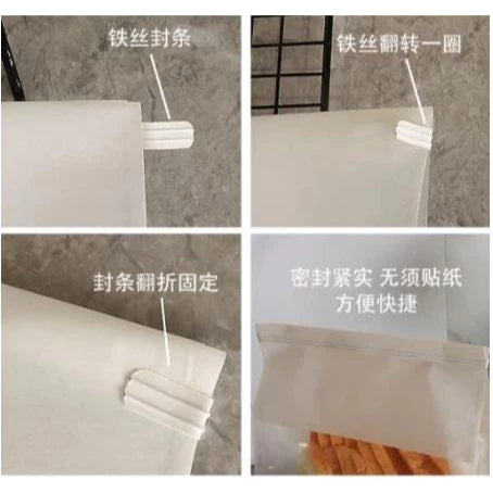50pcs Toast Bread bag White/brown Bread Bag w/ window & self sealing Tie Pastry Bag