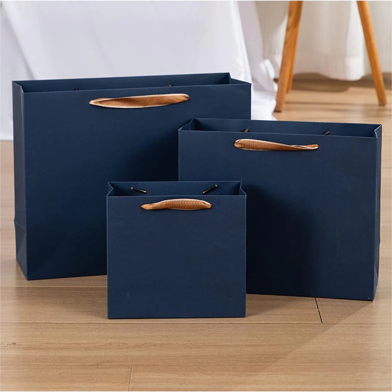 1 Pc (DARK BLUE) Gift Bag with Handles Craft Package Paper Gift Box Jewelry Birthday Packing Bags