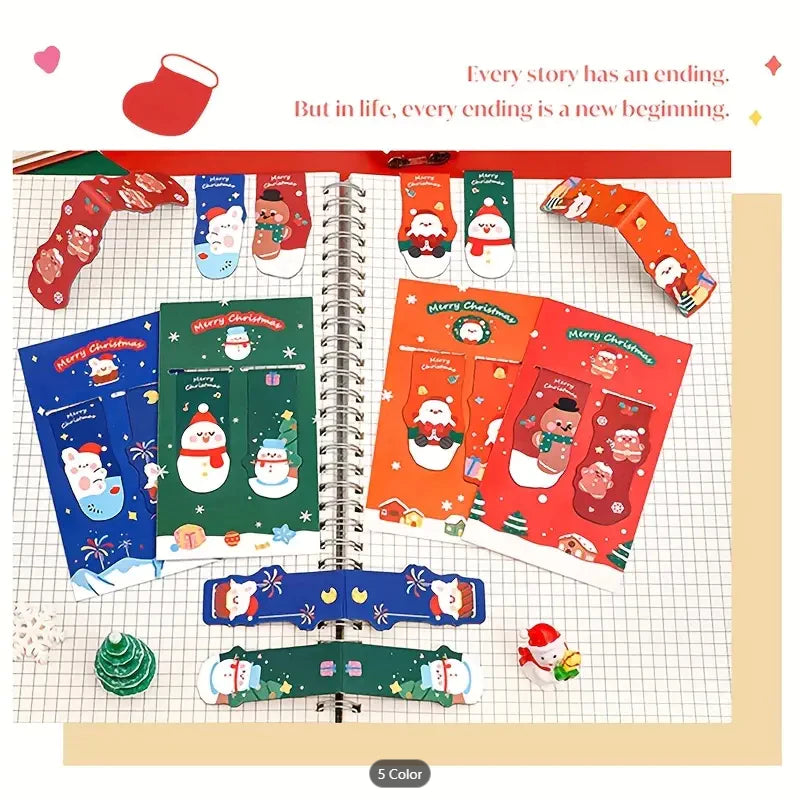 2pcs Christmas Magnetic Bookmark Student Christmas Magnetic Suction Book Page Clip