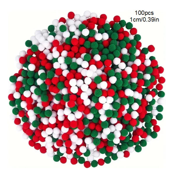 (100pcs/1pack) Mixed Gradient Color Pompom Fluffy Ball 1cm Coloful Polyester Plush Ball