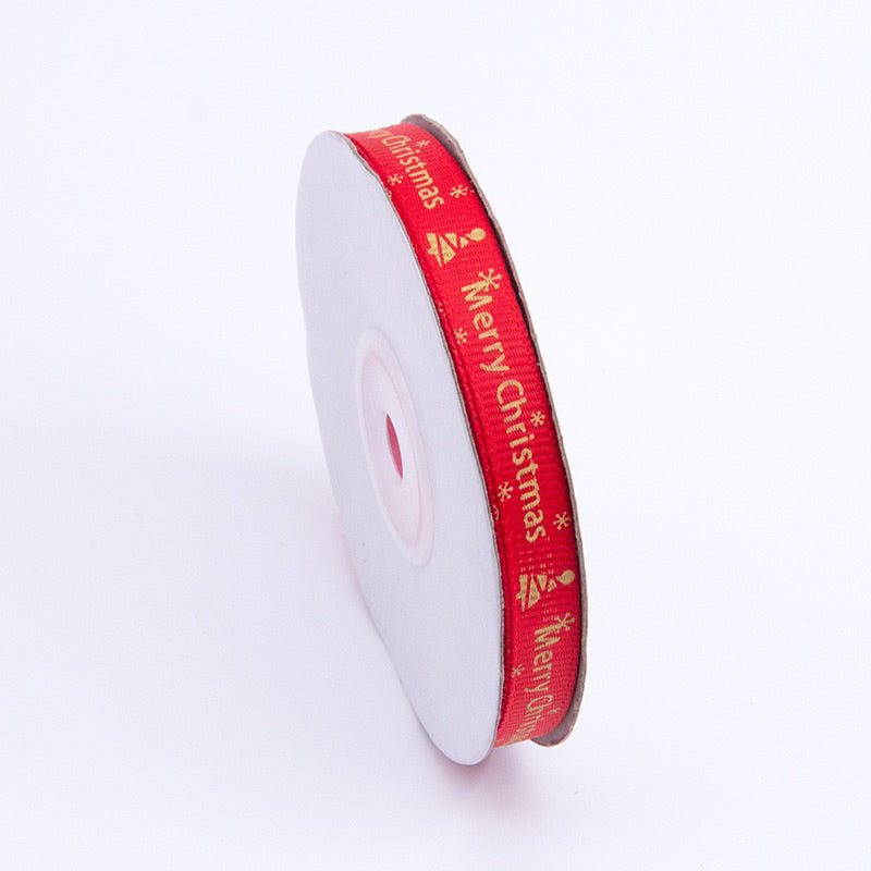 5.4/25Yards DIY Jacquard Christmas Silk Ribbon 1cm Scrapbook Wrapping Xmas Decorations Supplies