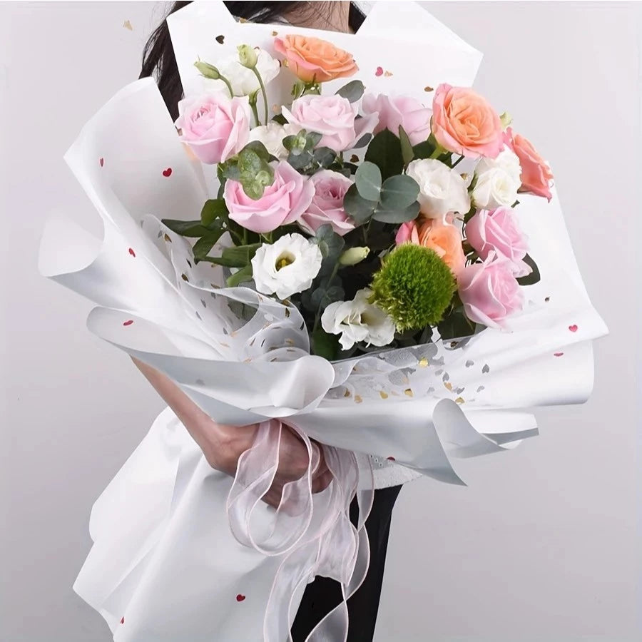 20pcs | Tiny Hearts Wrapping paper - Premium Bouquet & Confetti Design Gift Ideal for Her