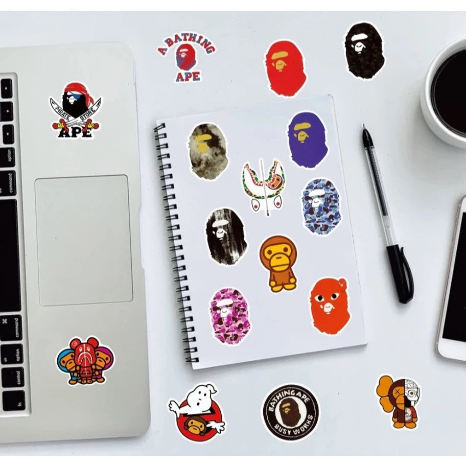 50pcs Ape Head graffiti stickers - diy motorcycle refrigerator notebook waterproof sticker