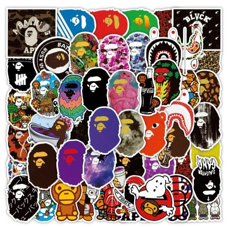 50pcs Ape Head graffiti stickers - diy motorcycle refrigerator notebook waterproof sticker
