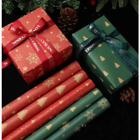 10 Sheets/roll CHRISTMAS Kraft Gift Wrapper Christmas Gift Present Paper Gift paper