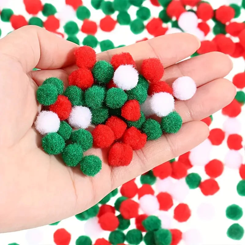 (100pcs/1pack) Mixed Gradient Color Pompom Fluffy Ball 1cm Coloful Polyester Plush Ball