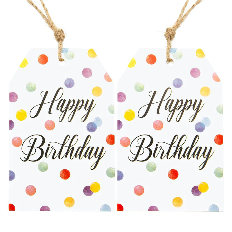 100pcs Happy Birthday Tag with Rope gift Packaging tag Decoration Souvenir tag