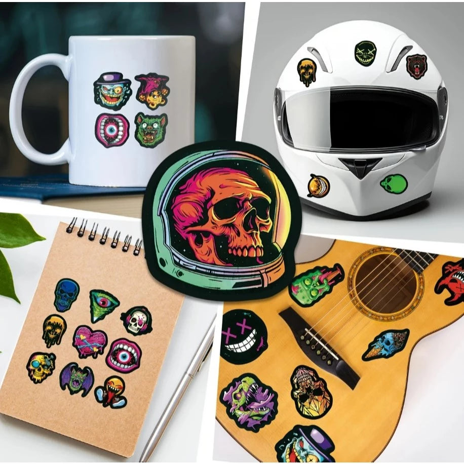 50pcs Scary Face Graffiti Stickers - Waterproof Vinyl Decals for Phones, Laptops & MORE
