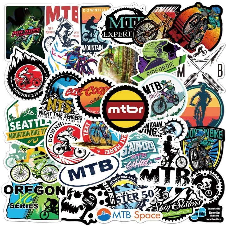 50pcs mountain bike stickers waterproof luggage notebook scooter water cup stickers