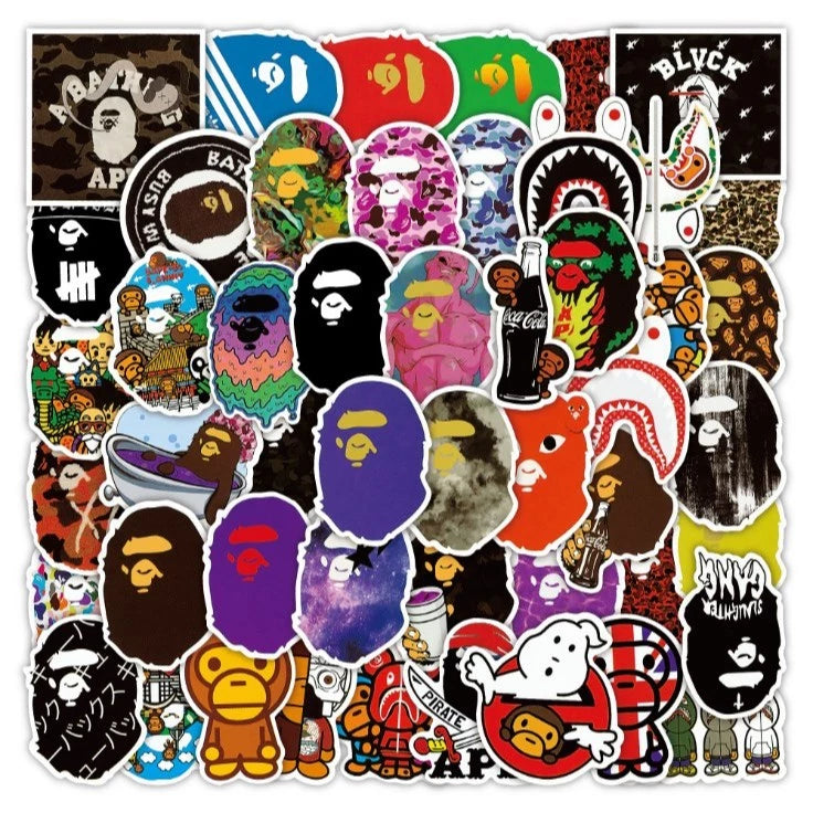 50pcs Ape Head graffiti stickers - diy motorcycle refrigerator notebook waterproof sticker