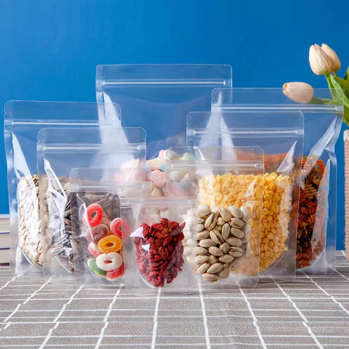 (50pcs) STAND UP POUCH | Clear Resealable Zip Lock Bag