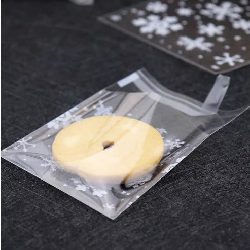 100pcs Snow Flakes Biscuit Cookies and Candies Food Packaging Plastic Bags