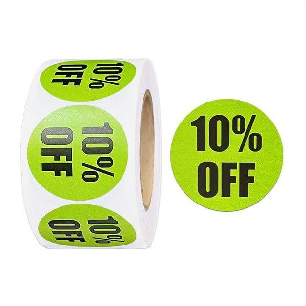 1 Roll Percent Off Round Sticker 1 Inch 10% 20% 30% 40% 50% Marking Labels 500 Count/Roll
