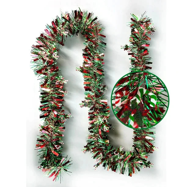 Christmas Tinsel Garland Xmas Metallic Tinsel Twist Garland Glitter Xmas Tree 9cm *2m