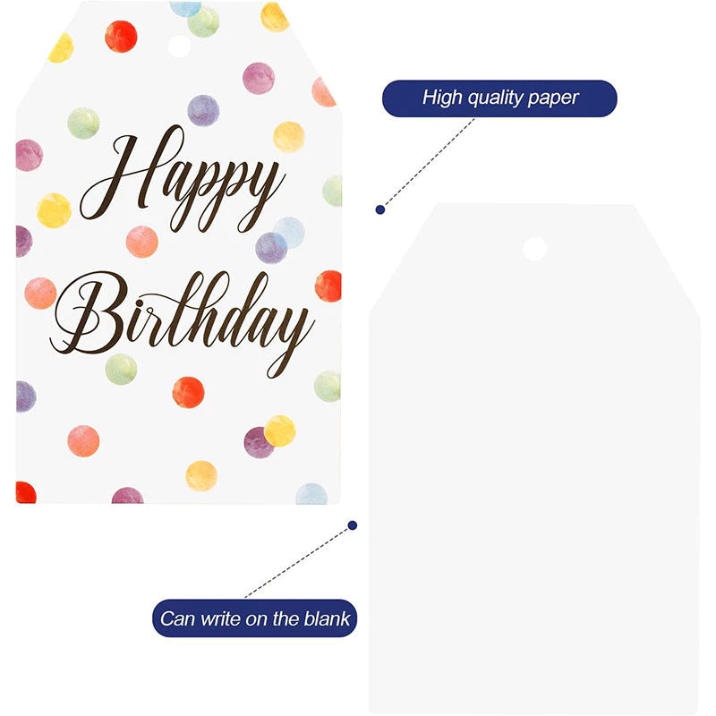100pcs Happy Birthday Tag with Rope gift Packaging tag Decoration Souvenir tag