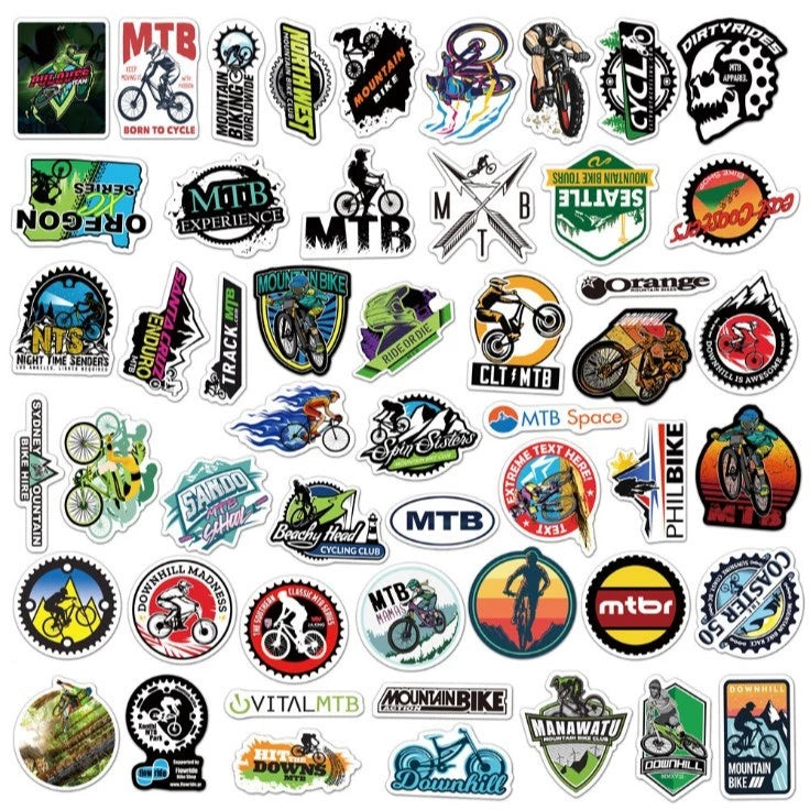 50pcs mountain bike stickers waterproof luggage notebook scooter water cup stickers