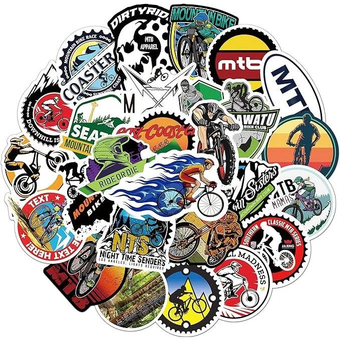 50pcs mountain bike stickers waterproof luggage notebook scooter water cup stickers