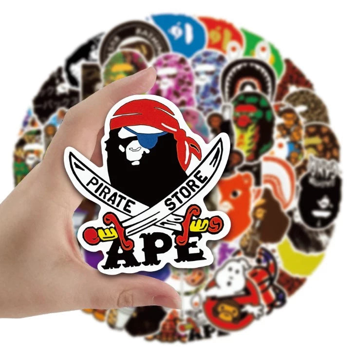 50pcs Ape Head graffiti stickers - diy motorcycle refrigerator notebook waterproof sticker