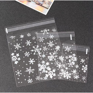 100pcs Snow Flakes Biscuit Cookies and Candies Food Packaging Plastic Bags