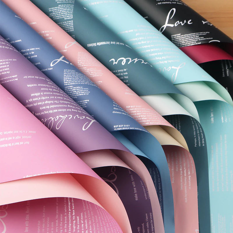 20pcs | Two-color English Letter Flower packaging Korean style wrapping paper