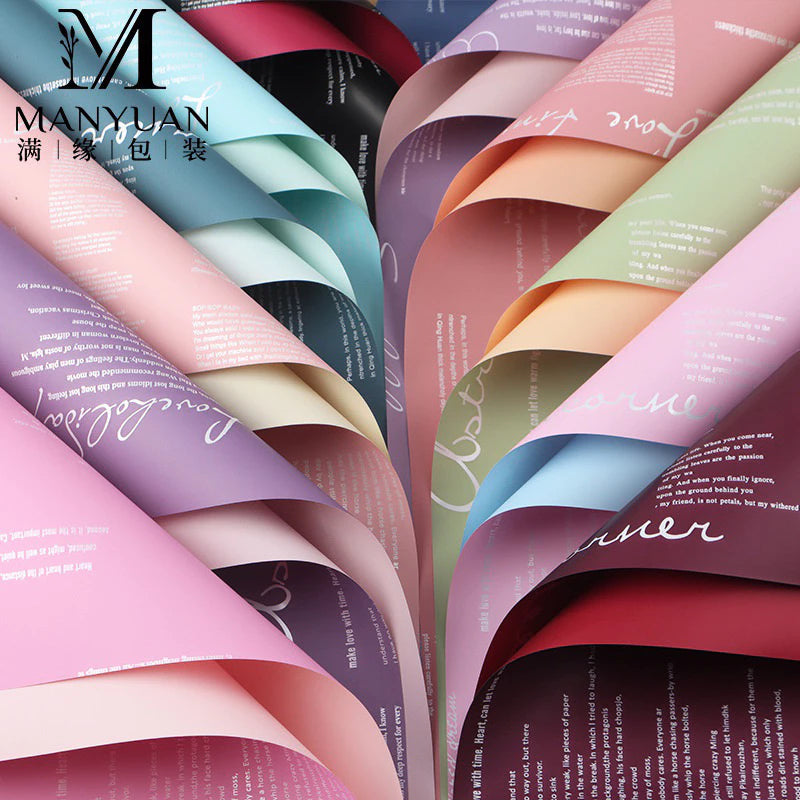 20pcs | Two-color English Letter Flower packaging Korean style wrapping paper