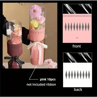 10pcs Round Flower Wrapping Paper in Clear Plastic Ideal for Valentine'S Day, Women'S Day, Anniv etc