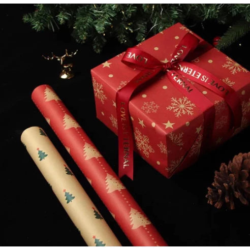 10 Sheets/roll CHRISTMAS Kraft Gift Wrapper Christmas Gift Present Paper Gift paper