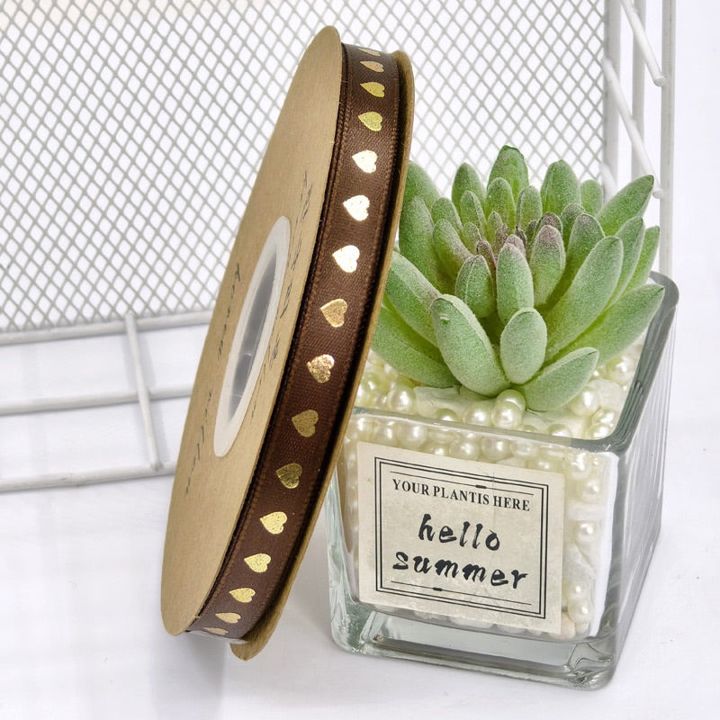 1cm/5yards | bronzing love ribbon flowers bouquet packaging ribbon gift box Ribbon