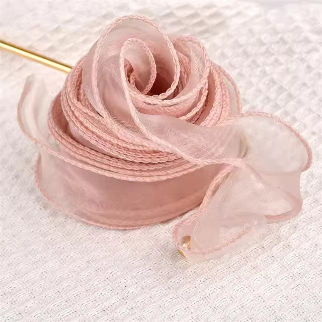 9m Wave Silk Korean Style Gold Edge Organza Ribbon Gift Wrapping Decoration Lace Ribbon